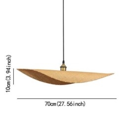 Luminária pendente criativa de folha Luminária pendente contemporânea de bambu Iluminação para sala de chá