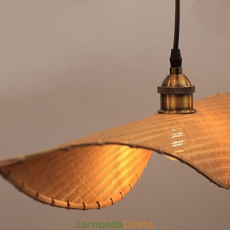 Luminária pendente criativa de folha Luminária pendente contemporânea de bambu Iluminação para sala de chá