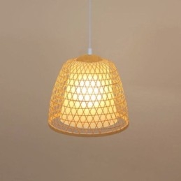 Luminária pendente de bambu com cúpula de conforto visual