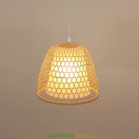 Luminária pendente de bambu com cúpula de conforto visual Luminária pendente de bambu com cúpula de conforto visual