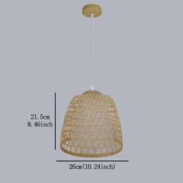 Luminária pendente de bambu com cúpula de conforto visual