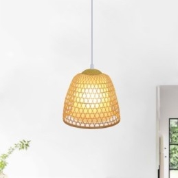 Luminária pendente de bambu com cúpula de conforto visual