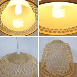 Luminária pendente de bambu com cúpula de conforto visual