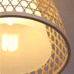 Luminária pendente de bambu com cúpula de conforto visual