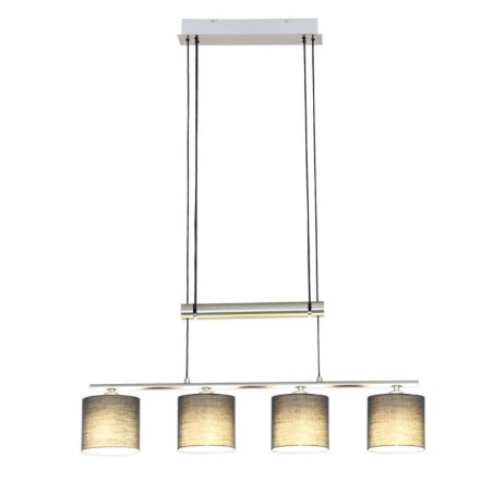 Luminária pendente moderna de 4 luzes com abajur de tecido e altura ajustável Luminária pendente moderna de 4 luzes com abajur de tecido e altura ajustável