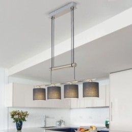 Luminária pendente moderna de 4 luzes com abajur de tecido e altura ajustável