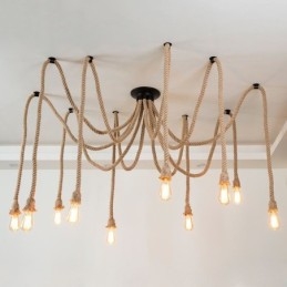 Estilo Retro 6 10 Cabeças Pendente Luz Corda De Cânhamo Lustre Vintage Luz De Teto