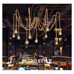 Estilo Retro 6 10 Cabeças Pendente Luz Corda De Cânhamo Lustre Vintage Luz De Teto