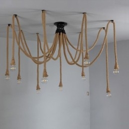 Estilo Retro 6 10 Cabeças Pendente Luz Corda De Cânhamo Lustre Vintage Luz De Teto