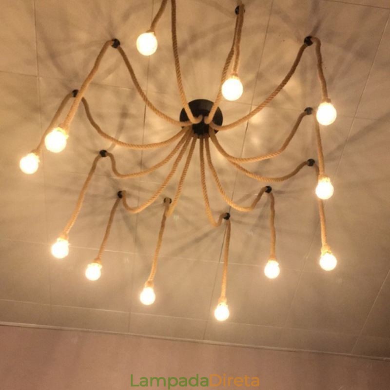 Estilo Retro 6 10 Cabeças Pendente Luz Corda De Cânhamo Lustre Vintage Luz De Teto