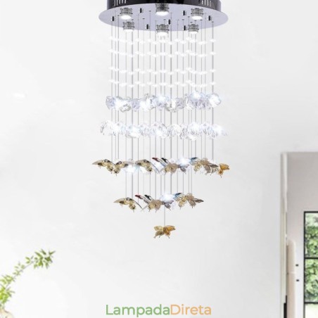 Luminária pendente nórdica Luminária pendente criativa de vidro borboleta Luminária pendente nórdica Luminária pendente criativa de vidro borboleta