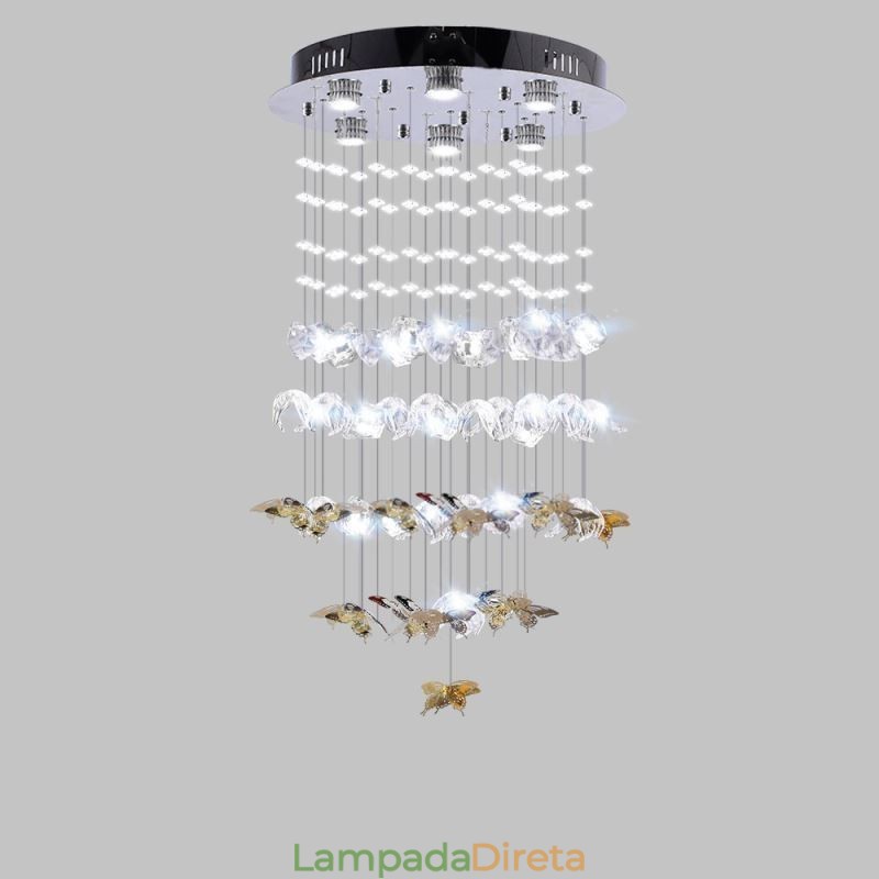 Luminária pendente nórdica Luminária pendente criativa de vidro borboleta