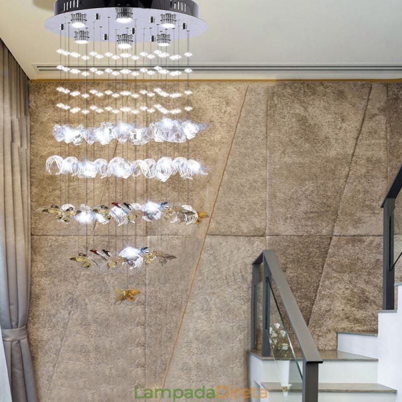 Luminária pendente nórdica Luminária pendente criativa de vidro borboleta