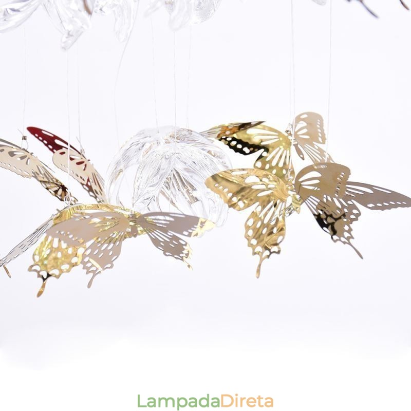 Luminária pendente nórdica Luminária pendente criativa de vidro borboleta