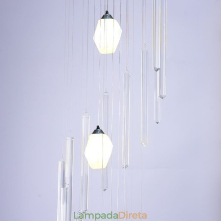 Cluster Pendant Light Moderno Grande Pingente Lustre de Cristal Duplex Escadaria Cluster Pendant Light Moderno Grande Pingente Lustre de Cristal Duplex Escadaria