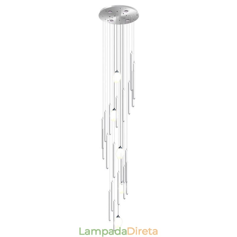 Cluster Pendant Light Moderno Grande Pingente Lustre de Cristal Duplex Escadaria