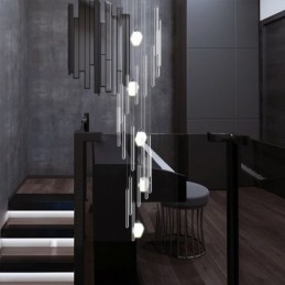 Cluster Pendant Light Moderno Grande Pingente Lustre de Cristal Duplex Escadaria