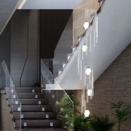 Cluster Pendant Light Moderno Grande Pingente Lustre de Cristal Duplex Escadaria