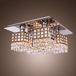 Lustre moderno de cristal inoxidável 4 luzes
