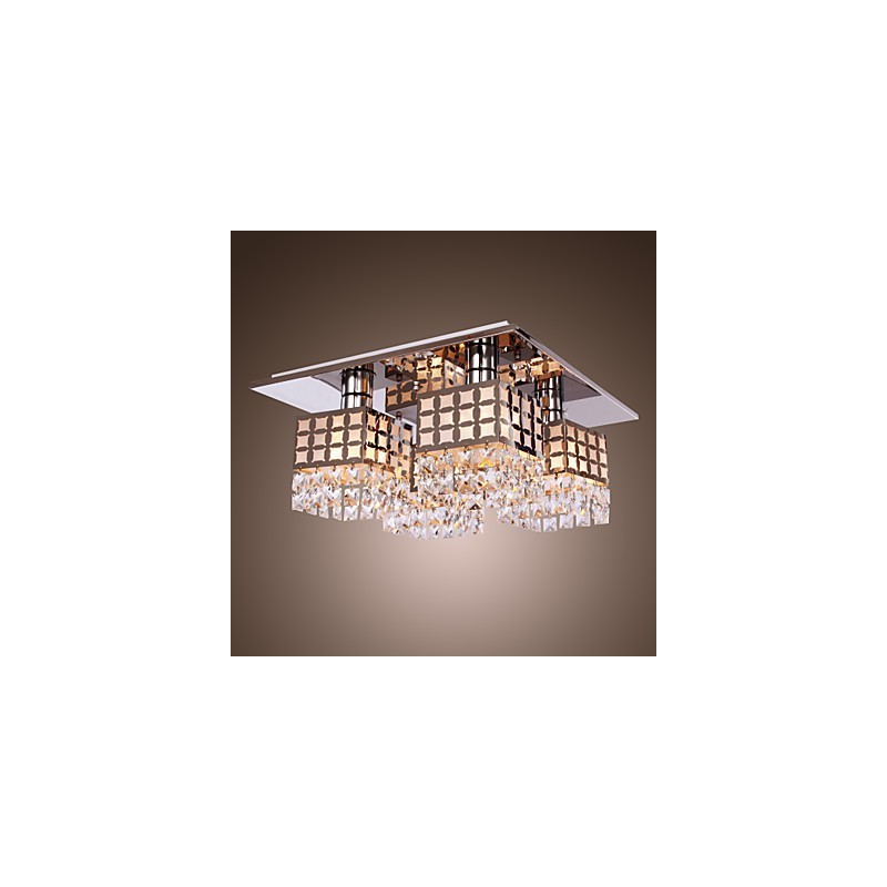 Lustre moderno de cristal inoxidável 4 luzes