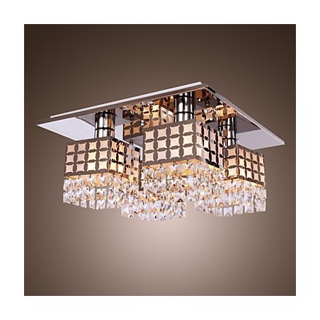 Lustre moderno de cristal inoxidável 4 luzes Lustre moderno de cristal inoxidável 4 luzes