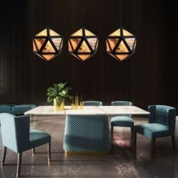 Luminária pendente geométrica em forma de diamante 3D com design translúcido