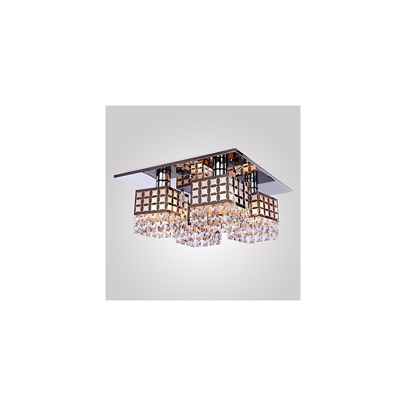 Lustre moderno de cristal inoxidável 4 luzes