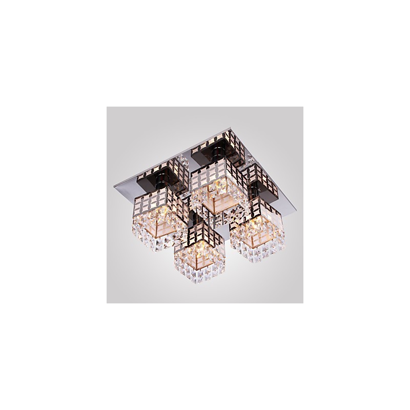 Lustre moderno de cristal inoxidável 4 luzes