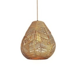 Luminária de teto nórdica retrô, abajur de corda de papel natural, tecido à mão