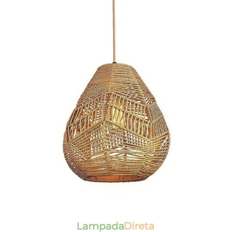 Luminária de teto nórdica retrô, abajur de corda de papel natural, tecido à mão Luminária de teto nórdica retrô, abajur de corda de papel natural, tecido à mão