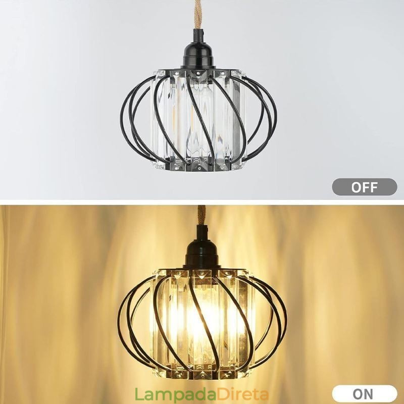 Retro Country Ceiling Light Corda de cânhamo Ferro Luz de cabeceira pendente com plugue