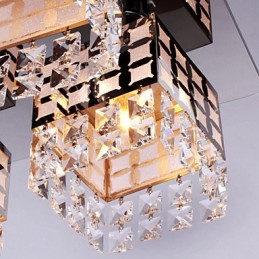 Lustre moderno de cristal inoxidável 4 luzes