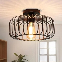 Luminária de teto simples em ferro com gaiola para pássaros embutida