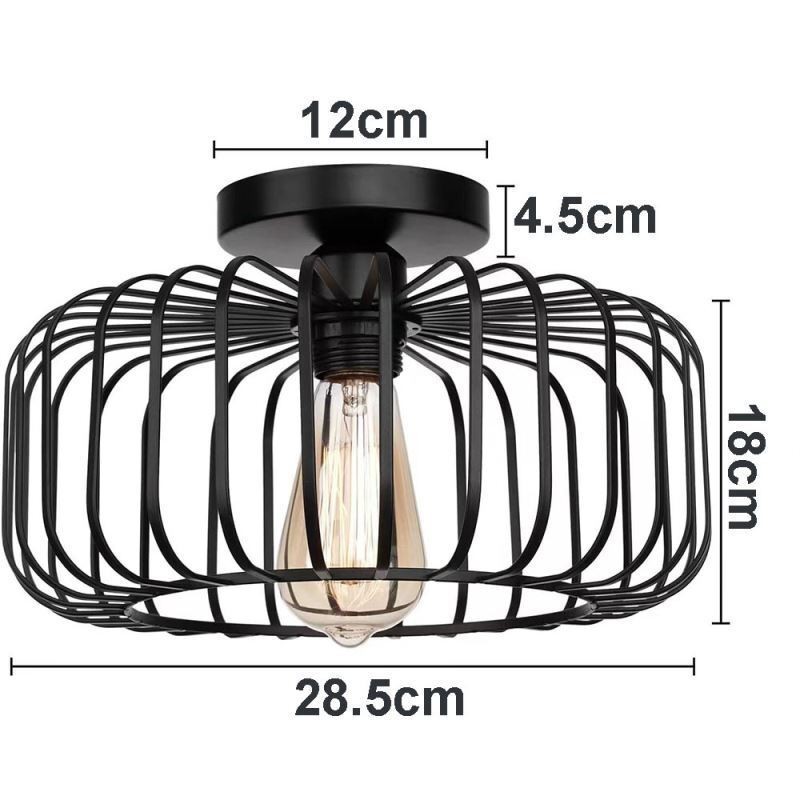 Luminária de teto simples em ferro com gaiola para pássaros embutida