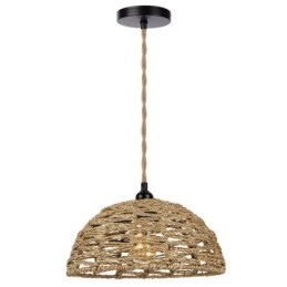 Luz pendente retrô country, abajur de corda de papel trançado à mão, 30 cm