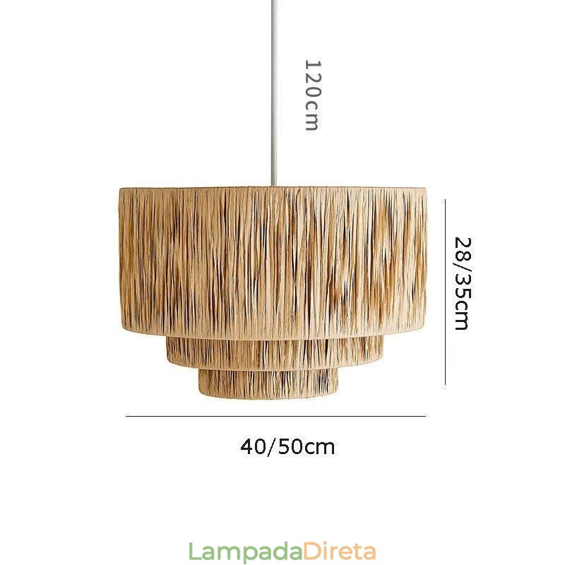Luz pendente retrô country, abajur de corda de papel multicamadas, abajur de teto