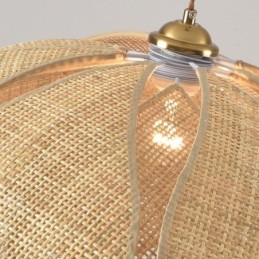 Luminária pendente de lótus de vime Café Retro Luminária de teto de arte em vime