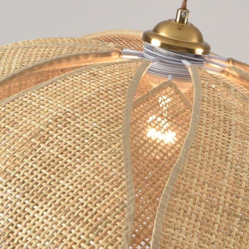 Luminária pendente de lótus de vime Café Retro Luminária de teto de arte em vime
