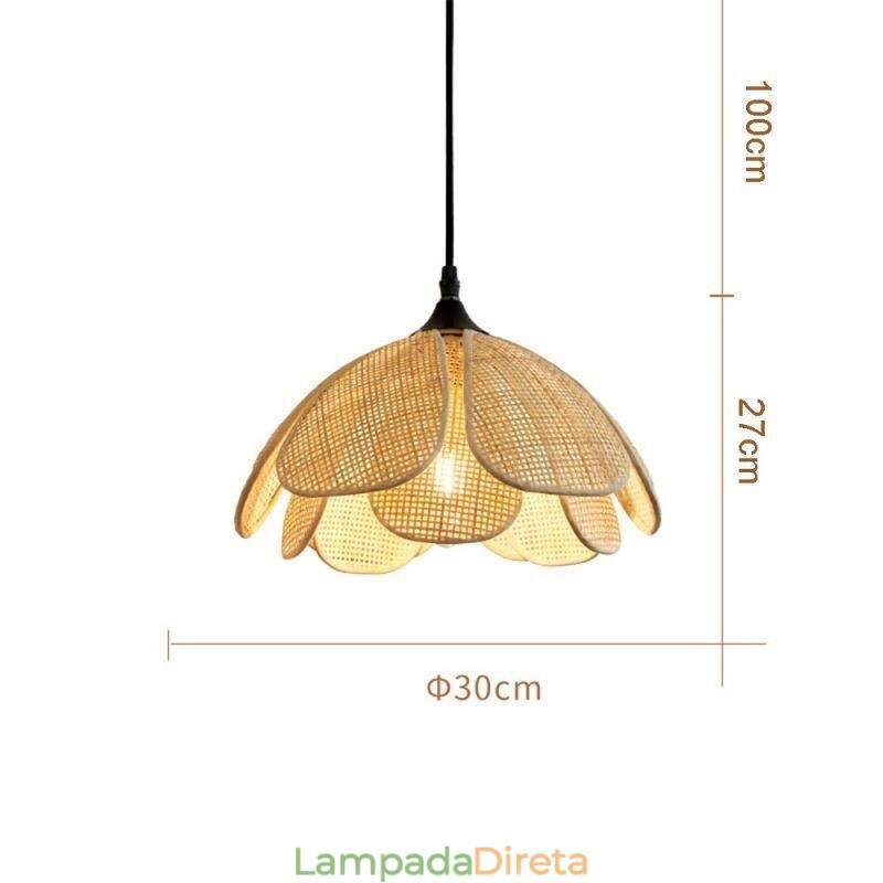 Luminária pendente de vime Luminária de teto retrô de vime