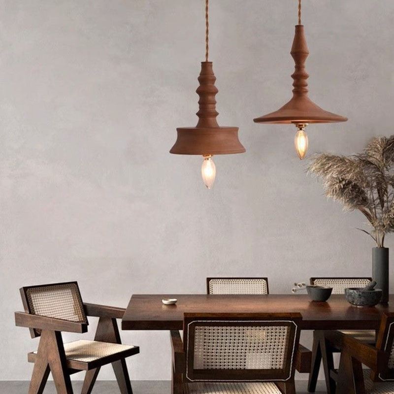 Pendente de madeira de borracha Ins Vintage Hanging Light
