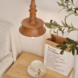 Pendente de madeira de borracha Ins Vintage Hanging Light