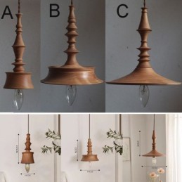 Pendente de madeira de borracha Ins Vintage Hanging Light
