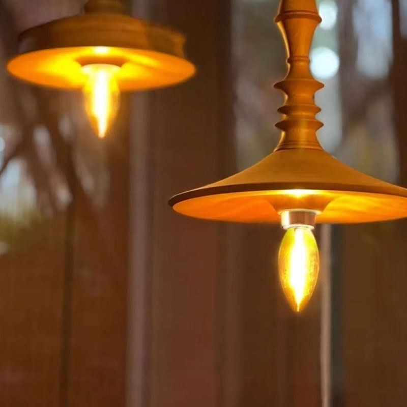 Pendente de madeira de borracha Ins Vintage Hanging Light
