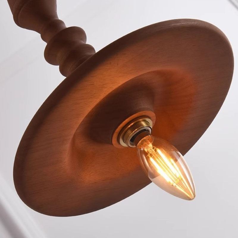 Pendente de madeira de borracha Ins Vintage Hanging Light