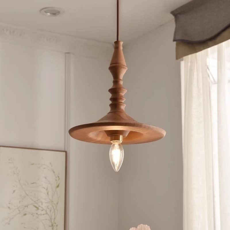 Pendente de madeira de borracha Ins Vintage Hanging Light