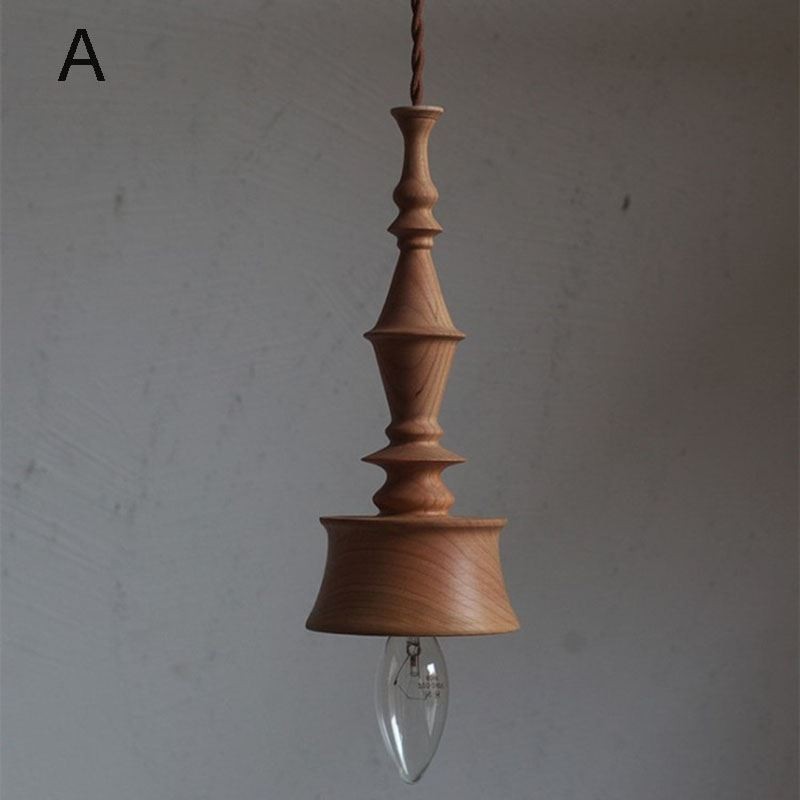 Pendente de madeira de borracha Ins Vintage Hanging Light