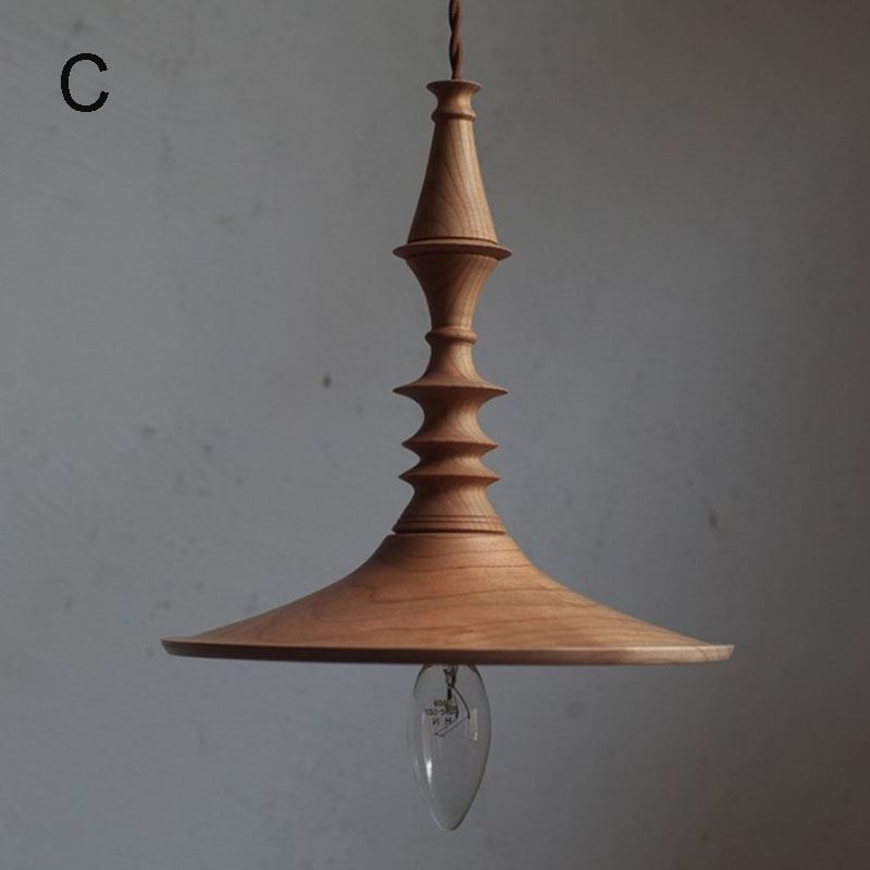 Pendente de madeira de borracha Ins Vintage Hanging Light