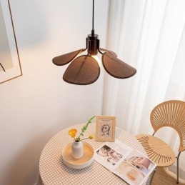 Luminária pendente nórdica estilo wabi sabi abajur de tecido luz de teto decorativa