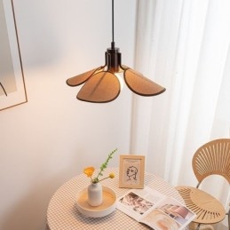 Luminária pendente nórdica estilo wabi sabi abajur de tecido luz de teto decorativa