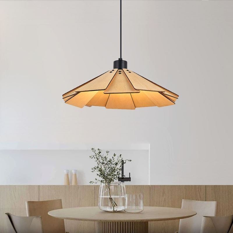 Pendente criativo retrô luz de teto de madeira